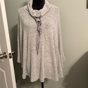Cozy WHBM Gray Cowl Neck Poncho-OS